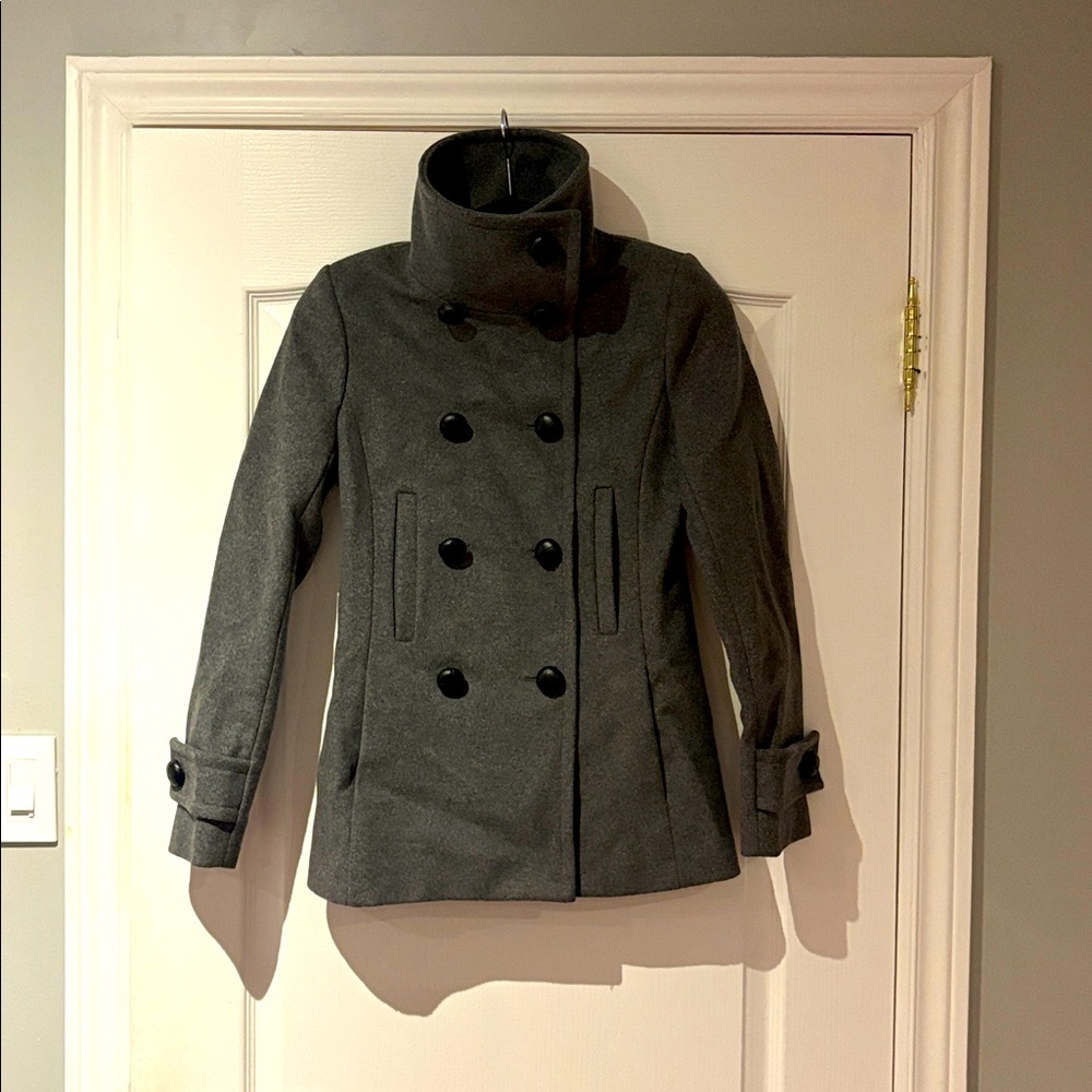 Babaton Charcoal Double-Breasted Pea Coat